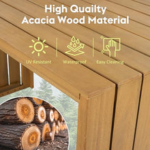 YOPTO 5 Piece Outdoor Bar Set, Patio Acacia Wood Bar Height Table & Four Stools with Cushions, Wood Dining Bar Set for Backyard, Poolside, Balcony, Beige
