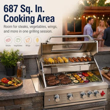 32in Built in Propane Gas Grills Charcoal & Natural Gas Triple Combo Grill