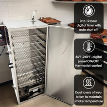 TECHTONGDA Commercial Meat Smoke Oven Electric BBQ Meat Smoker Stainless Steel Smoker Grill with 9 Detachable Racks & Side Wood Chip Loader Grill for Sausage, Dried Tofu, Pastrami 86-248℉ 110V