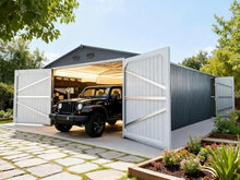 20 x 10 FT Metal Garage Shed, Large Metal Building Storage Shed with with 2 Lockable Doors&4 Air Vents, Galvanized Steel Prefab Shed Waterproof for Car, Truck, Bike, Tool, Dark Gray