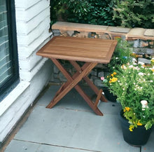 HomeRoots 28" Brown Solid Wood Folding Outdoor Side Table