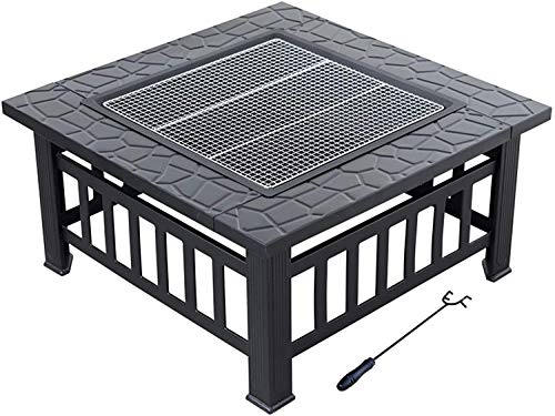 Fire Pits Outdoor Wood Burning Outdoor Square Metal Firepit Backyard Patio Garden