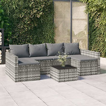 MNCVXAXG 2 Piece Patio Lounge Set with Cushions Gray Poly Rattan