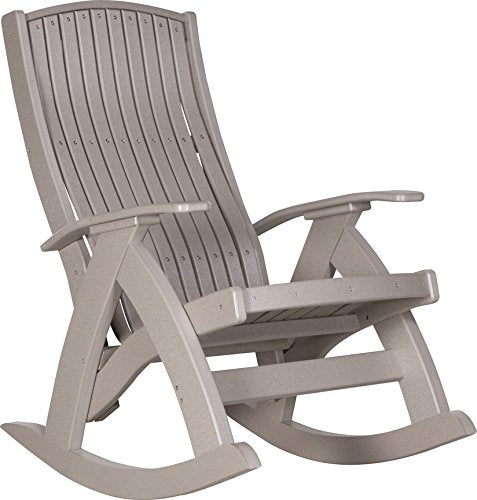 LuxCraft Poly Comfort Rocker Plastic Outdoor Rocking Chair Weatherwood