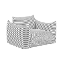 TOV Furniture Saint Tropez Pearl and Black Striped Stuffed Outdoor Armchair