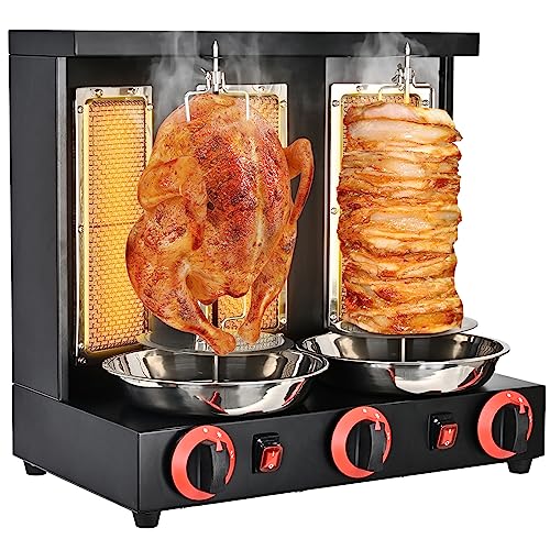 Vertical Doner Kebab Grill Machine,360 Degrees Rotating Rotisserie Oven,Gas Grill, for Commercial and Home Kitchen (Black)