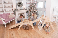 Wood And Hearts Kids Gym Set 4-Piece Climbing Triangle & Arch Natural Wood