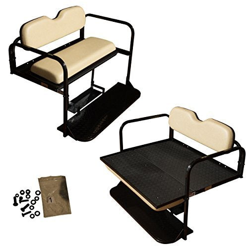 Performance Plus Carts Club Car DS Golf Cart Rear Flip Seat Kit | Folding Steel Frame | Buff Cushions