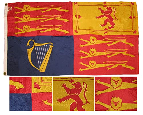 Fishi Outdoor Flag - 3x5 Embroidered UK Royal Queen Elizabeth King Charles Nylon Flag