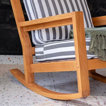 Cambridge Casual Newport Deep Seating Rocking Chair Set of 3 with Stripe Cushion, Includes 2 Rocking Chairs and Side Table, Removable Cushion, Perfect for Poolside, Backyard, Balcony, or Sunroom