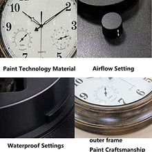 UYCVT Outdoor Wall Clock, Metal Retro Wall Clock, Waterproof Garden Clock with Thermometer and Hygrometer, Suitable for Living Room