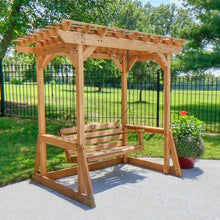 Backyard Discovery Callahan Cedar Wood Outdoor Pergola Swing Bench Light Brown