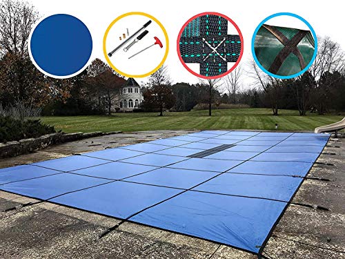 WaterWarden Premium Pool Safety Cover 20'x30' Solid Blue With Drain Panel