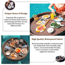 60cm/80cm Swimming Pool Floating Tray Table | Rattan Woven Serving Tray | Perfect For Sandbars, Spas, Bath, And Parties | Floating Tray For Adults,Brown-80CM