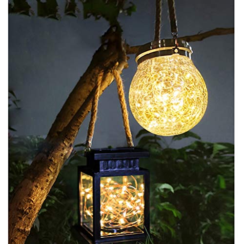 Solar Light Outdoors Waterproof Solar Power Light for Garden Decoration Round/Square Balcony Holiday Lighting (Size : Large ice lamp) (Square)