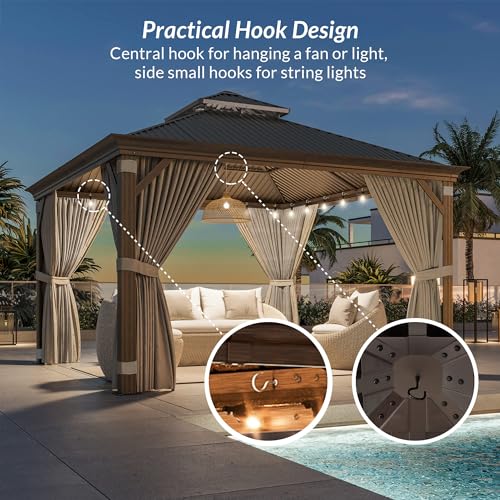 BELLEZE 12x12ft Hardtop Gazebo Brown