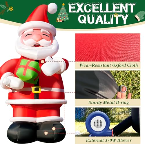 OZIS Giant 14.5Ft Inflatable Santa Claus with Gift Red
