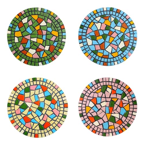 Kunovo Mosaic Garden Stepping Stone, Multicolored Round Walkway Landscaping Decorative Stones, Eco-Friendly Resinous Outdoor Pathways Décor Pavers (Size : 1 Pack), 58741