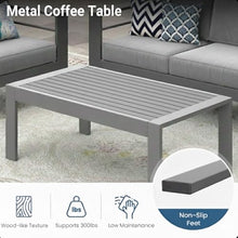 Seeheool Outdoor Coffee Table with Metal Frame for Patio Backyard Garden Pool Porch Lawn 43" x 24" x 16" Gray