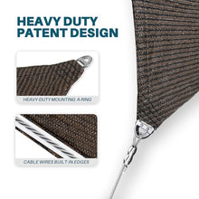 Coarbor 46'x46' Reinforced Wire Sun Shade Sail Rectangle Heavy Duty Strengthen Canopy Cover with A Ring Steel Cable Wire for Patio Backyard Deck Yard Garden Pergola Porch, Brown