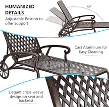 KEIKI Chaise Lounge Chair Outdoor Set of 2, Aluminium Cast Patio Lounge