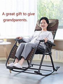 Lightweight Sun Lounger Oversized Patio Rocking Chairs Reclining for Heavy People Sun Lounger Zero Gravity Chair Outdoor Camping Foldable Portable Chairs Brown Recliner (Color : Without Cushions)
