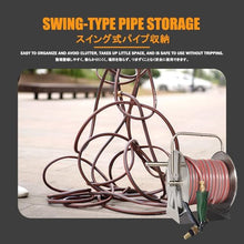 HBOOMOEM Stainless Steel Metal Water Pipe Storage Rack Frame，Portable Wall/Floor Mounted Metal Water Hose Reel，Suitable for Yards, Lawns, Farms, and Terraces.(B,39.5 * 26 * 37CM_40M)