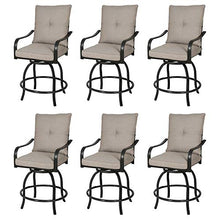 PATIO TREE Outdoor Counter Height Bar Stools Set of 6 Black