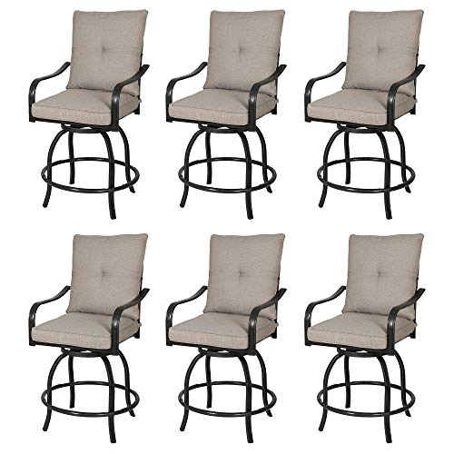 PATIO TREE Outdoor Counter Height Bar Stools Set of 6 Black