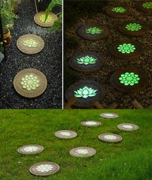 Innovz Glow in The Dark Round Stepping Stone Set, Outdoor Luminous Lotus Stepping Stone Path Pavers, Home Villa Garden Patio Stones for Decorative Ground (Color : Style 2, Size : 5pcs)