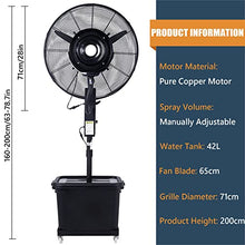HUXUZYDY Adjustable Height Misting Fan Outdoor Patio, 3 Wind Modes Outdoor Fan Misters for Cooling, Industrial Standing Fan with Mist, Black,71cm/28in,71cm/28in