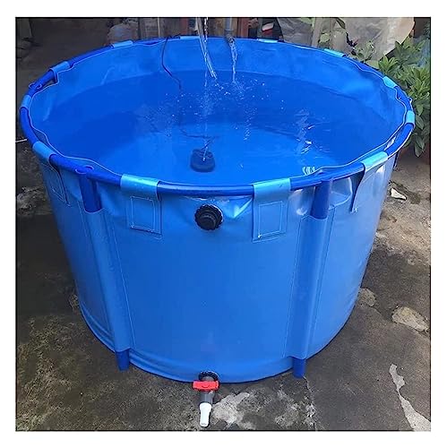 Aquarium Pool Pond with Stand, Pool Pond Pool Above Ground Circular Canvas Fish Pond Upgrade Large Water Tank with Drain Valve for Garden Farmed Koi Fish Pond Tarp