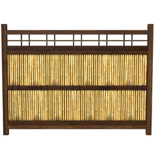 Red Lantern Japanese Bamboo Kumo Fence Panel 4 x 5.5 ft Brown