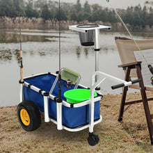 Erxewim Outdoor Fishing Cart with Wheel, Collapsible Folding Wagon Cart Heavy Duty, Aluminum Wagon, Rod Holders Trolley for Garden Camping Beach Sports