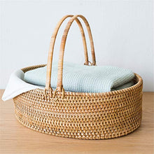 GUANKAOBING Simple Rattan Hand Basket Picnic Basket Living Room Bedroom Desktop Storage Basket Shopping Basket
