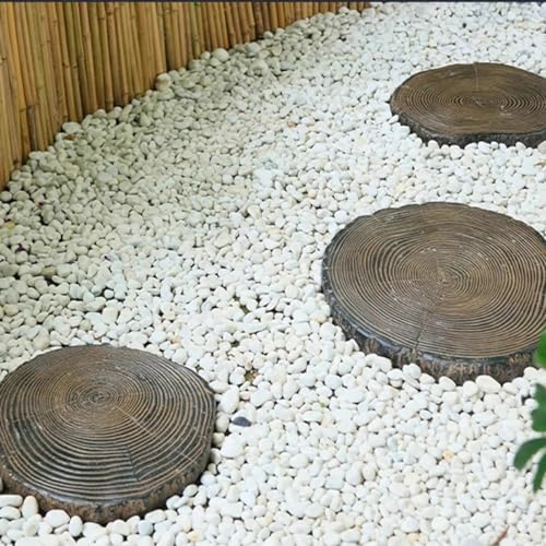Elitix Stepping Garden Stone Log Effect Step Resin Stone 1/2 / 3/4 / 5 Pcs, Garden Stepping Stone for Yard Lawn Pathway Pavers, Round Decorative Stone for Path Ornaments(Color:51cm,Size:3 pcs)