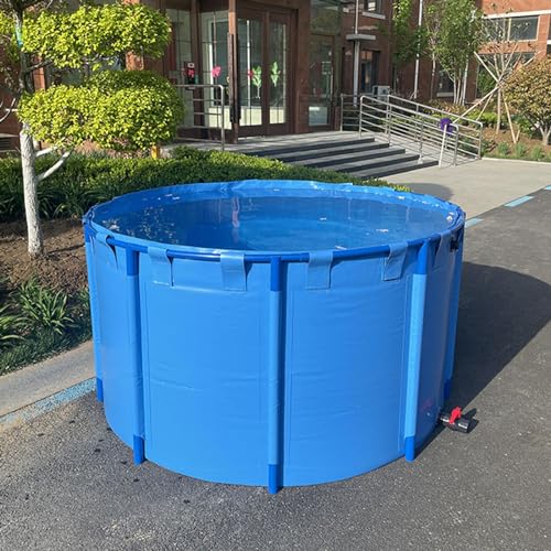 RENLXFI Blue Foldable Pool - Water Reservoir for Bathing Swimming Breeding Irrigation, Portable Hard Plastic Relax Pools 3 4 5 6 Ft Diameter, Family Pool with Faucet(796L/210GAL - 1.3X0.6M (DXH))