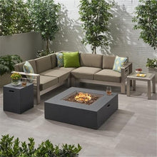 Noble House Cape Coral 6 Piece Outdoor Aluminum Conversation Set Dark Gray