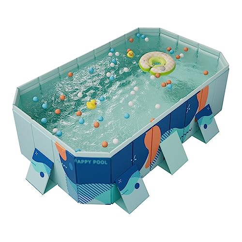 TQQEPOOL Foldable Kiddie Pool,Hard Plastic Swimming Pool for Kids,Summer Portable Kids Play Pool Dog Water Pond Pet Bathing Tub Wash Tub Toddlers Ball Pit (Color : Blue, Size : 2.6m)