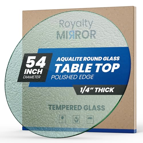 Royalty 54" Inch Round Tempered Glass Table Top – Clear Table Top Glass – Useful for Replacement, Tabletop Protector, Patio, Dining, Coffee, Desks - 1/4" Aqualite Polished Edge