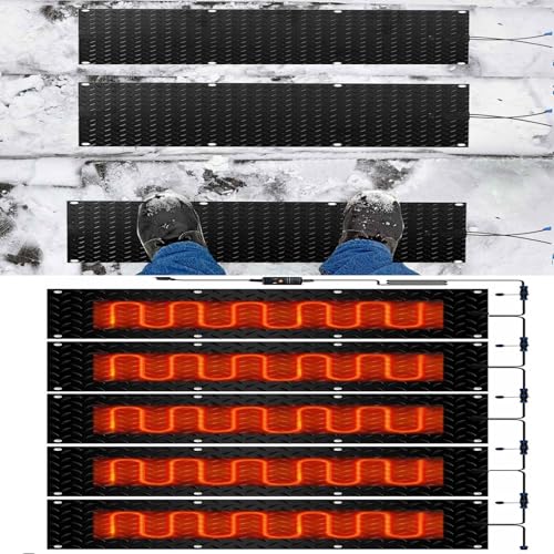 IOUYUP Snow Melting Mats for Outdoor Stairs, Driveways, and Walkways - 3 Pack (10"x48") - Efficient Snow Removal(40x200cmx5Pcs)