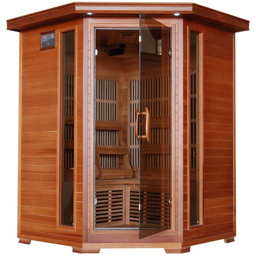 Blue Wave Radiant Saunas BSA1312 3-Person Cedar Corner Infrared Sauna