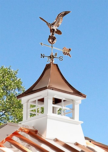 Accentua Charleston Cupola with Eagle Weathervane 24 in. Square 63 in. High White With Copper Roof