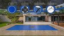 WaterWarden Inground Pool Solid Safety Cover 32' x 50' Rectangle Solid Blue With Drain Panel