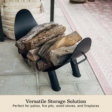 Ash & Ember 42" Wedge Firewood Rack, Wood Rack for Outdoor Indoor Fireplace & Fire Pit, Raised Design with Drainage Hole and Integrated Handles, Log Lumber Storage Stand Stacker