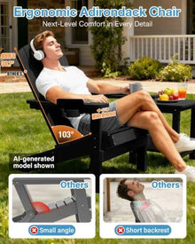 YEFU Adirondack Chairs Set of 4 with Cup Holder, Weather Resistant, Black