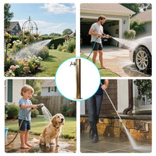 Antique Bronze Outdoor Water Column with Faucet Hose Stand, Stainless Steel Garden Tap Vertical Floor Mounted Hydrant Water Spigot for Irrigation Washing, 50/86cm(Bottom Inlet,86cm/33.7in,Style 2)