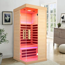 ToTibuy Indoor Far Infrared Sauna Canadian Hemlock Single Person Spa Wood Color