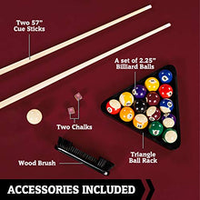 Hall of Games 7' Edgewood Drop Pocket Table with Pool Ball and Cue Stick Set Brown