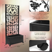 H Potter Black Metal Trellis Planter with Wheels - Privacy Screen